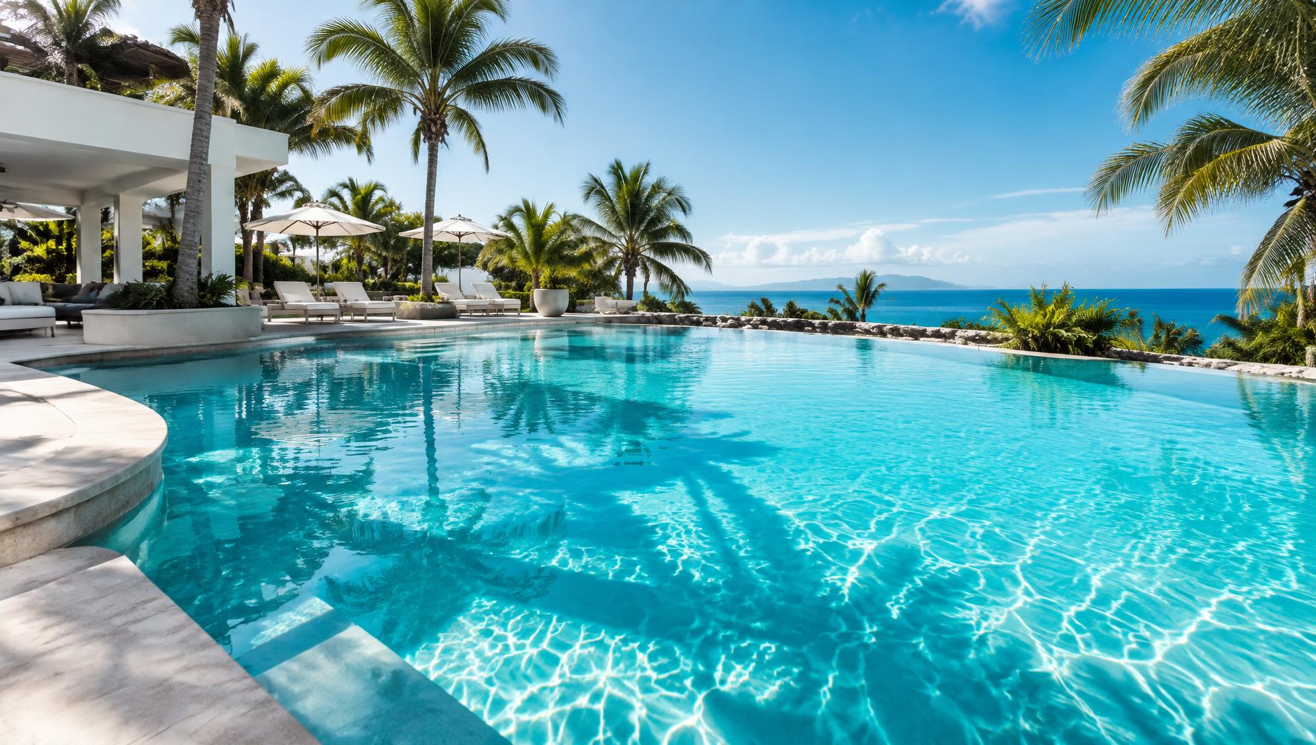 Crystal clear resort swimming pool